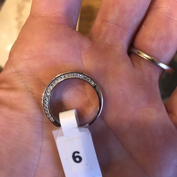 Valentines PINK and SILVER Sparkly stack ring on silver band - Picture 6 of 8